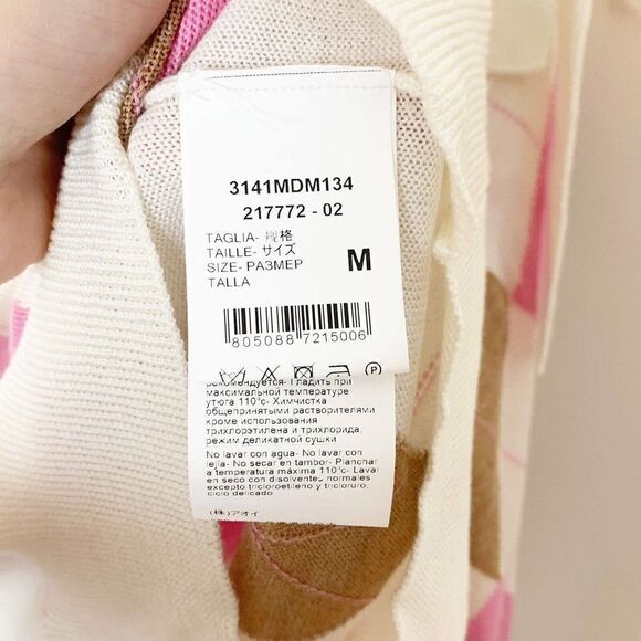 MSGM Argyle Checked The Finicky Filly Pullover Wool Cut Out Sleeve Sweater M NEW - Picture 10 of 11